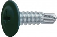 Саморез 4.2х19 мм с прессшайбой, цинк, со сверлом, RAL 6005 (12000 шт в коробе) STARFIX
