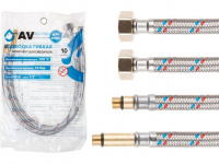Подводка гибкая, SUS, иголка м10 - гайка 1/2" 80 см (пара) AV Engineering