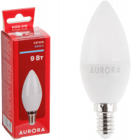 Лампа светодиодная C37 СВЕЧА 9Вт 230В E14 6000K AURORA