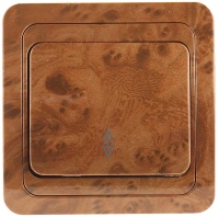 СВЕТОЗАР Гамма, проходной одноклавишный цвет орех 10A/~250B, Электрический выключатель (SV-54137-N)