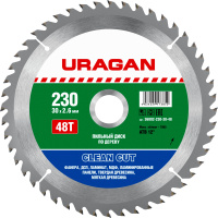 URAGAN Clean cut, 230 х 30/20 мм, 48T, пильный диск по дереву (36802-230-30-48)