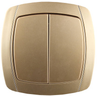 СВЕТОЗАР Акцент, двухклавишный в сборе, цвет золотой металлик, 10 А/~250 В, электрический выключатель (SV-54234-GM)