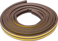 ЗУБР 6м, профиль ″D″, размер 9х8мм, коричневый, резиновый, самоклеящийся уплотнитель (40930-006)