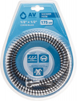 Шланг душевой, PVC, 1/2" г-г 175 см, хром-черн., AV Engineering