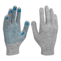 Перчатки трикотажные с ПВХ точкой, 5 пар в упаковке, БОПП-пакет, 7 класс// Россия