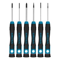 Набор отверток для точной механики, CrMo, двухкомпонентные рукоятки, 6 шт, пластиковый бокс Gross