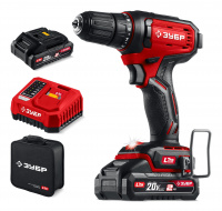 ЗУБР 20 В, 40 Н·м, 2 АКБ LMS (2 А·ч), дрель-шуруповерт, сумка (ДШ-40-22)
