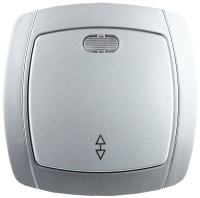 СВЕТОЗАР Акцент , проходной одноклавишный в сборе с подсветкой цвет серебристый металлик 10А/~250В, Электрический выключатель (SV-54238-SM)