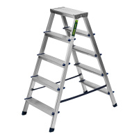 Стремянка двусторонняя 5 ступеней, алюминиевая, Сибртех