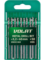 Сверло по металлу ц/х 3.2х36х65 мм HSS, комплект из 10-ти шт ВОЛАТ