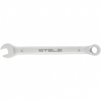 Ключ комбинированный, 6 мм, CrV, матовый хром Stels