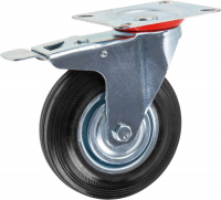 Опора колёсная d-125мм на площадке с фиксатором, резиновая STARFIX