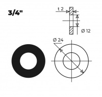 Прокладка резиновая для стиральной машины 3/4" (50 шт.), AV Engineering