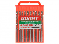 Сверло по металлу ц/х 6.0х57х93 мм HSS вальцованное, комплект из 10-ти шт ВОЛАТ