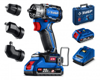 ЗУБР КОМПАКТ Комби, 20 В, 50 Н·м, 2 АКБ LMS (2 А·ч), бесщеточная дрель-шуруповерт, кейс, ПРОФЕССИОНАЛ (DB-50-22-H3)