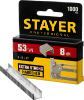 STAYER тип 53 (A/10/JT21), 8 мм, 1000 шт, калибр 23GA, скобы для степлера, Professional (3159-08)