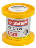 ЗУБР 50 г, 1 мм, трубка, ПОС 61, припой (55450-050-10C)