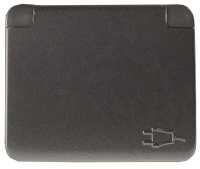 СВЕТОЗАР Гамма, с заземлением, одинарная с крышкой, без вставки и рамки, цвет темно-серый металлик, 16 А/~250 В, электрическая розетка (SV-54110-DM)