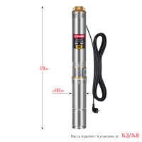 ЗУБР 900 Вт, 60 м напор, скважинный центробежный насос, корпус из нержавеющей стали (НСЦ-100-60)