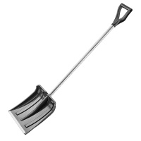 Лопата для уборки снега пластиковая, 350x355x1330 мм, алюминиевый черенок, Сибртех