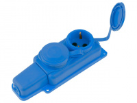 Розетка 2-ая переносная (с/з, 16А, 250В, брызг. защ.) каучук, синяя Юпитер