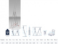 Лестница алюм. 3-х секц. 275/709/290см 3х11 ступ., 16,6кг PRO STARTUL (ST9942-11)