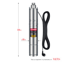 ЗУБР 1300 Вт, 155 м напор, скважинный винтовой насос, корпус из нержавеющей стали (НСВ-100-155)