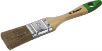 ЗУБР ЛАЗУРЬ, 38 мм, 1.5″, светлая смешанная щетина, деревянная ручка, для высокотекучих ЛКМ, плоская кисть (4-01009-038)