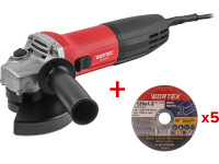 Одноручная углошлифмашина WORTEX AG 1207-5 в кор. 720 Вт, 125 мм, 10 000 об/мин