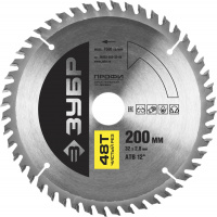 ЗУБР Чистый рез, 200 х 30 мм, 48Т, пильный диск по дереву, Профессионал (36852-200-30-48)