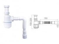 Сифон для умывальника без выпуска, гайка 32 мм, с гибкой трубой 1 1/4"- 40/50мм, AV Engineering
