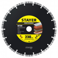 STAYER BETON d230 мм (22. х 7 х 2.4 мм), сегментный алмазный диск, PROFESSIONAL (3660-230)
