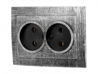 Розетка 2-ая (скрытая, б/з) серебро, Стандарт, Юпитер