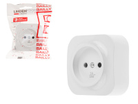 Розетка 1-ая (открытая, б/з) белая, Bailly, LEIDEN ELECTRIC