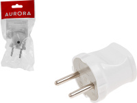 Вилка (б/з, 10А, 250В) белая, AURORA