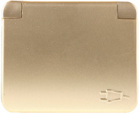 СВЕТОЗАР Гамма, с заземлением, одинарная, с крышкой, без вставки и рамки, цвет золотой металлик, 16 А/~250 В, электрическая розетка (SV-54110-GM)