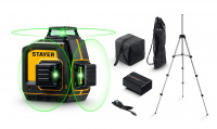 STAYER SL-3D #3, 50м, точн. +/-0,5 мм/м, зеленый лазерный нивелир, штатив (34963-3)