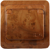 СВЕТОЗАР Гамма, с заземлением, одинарная, с крышкой, цвет орех, 16 А/~250 В, электрическая розетка (SV-54110-N)