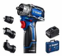 ЗУБР КОМБИ #2, 12 В, 45 Н·м, 1 АКБ тип Т7 (2 А·ч), модульная дрель-шуруповерт, BRUSHLESS, кейс, Профессионал (DB-125-21)