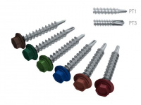 Саморез кровельный 5.5х25 мм цинк, шайба с прокл., PT3, RAL 9003 (4500 шт в коробе) STARFIX