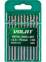 Сверло по металлу ц/х 3.5х39х70 мм HSS, комплект из 10-ти шт ВОЛАТ