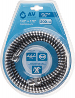 Шланг душевой, PVC, 1/2" г-г 200 см, хром-черн., AV Engineering