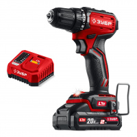 ЗУБР 20 В, 45 Н·м, 1 АКБ LMS (2 А·ч), бесщеточная дрель-шуруповерт (ДБ-45-21)