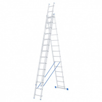 Лестница, 3 х 14 ступеней, алюминиевая, трехсекционная, Сибртех