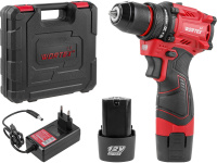 Аккумуляторная дрель-шуруповерт WORTEX LX BD 1220 DLi 12В, 30 Нм, 2*1.5 Ач, патрон 10 мм, бесщёт.