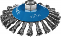 ЗУБР 125 мм, стальная проволока 0.5 мм, коническая щетка-крацовка для УШМ, Профессионал (35269-125)