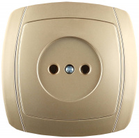 СВЕТОЗАР Акцент, одинарная в сборе, без заземления, цвет золотой металлик, 16 А/~250 В, электрическая розетка (SV-54200-GM)