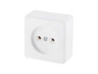 Розетка 1-ая (открытая, б/з) белая, Эконом, Юпитер