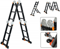 Лестница алюм. многофункц.4х3 ступ.(стрем.-175см,лестн.-355см) 12,3кг BLACK LINE STARTUL (ST9930-03)