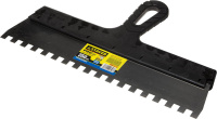 STAYER PROFlat, 350 мм, зуб 10 х 10 мм, пластиковая ручка, зубчатый, нержавеющий фасадный шпатель, Professional (1009-35-10)